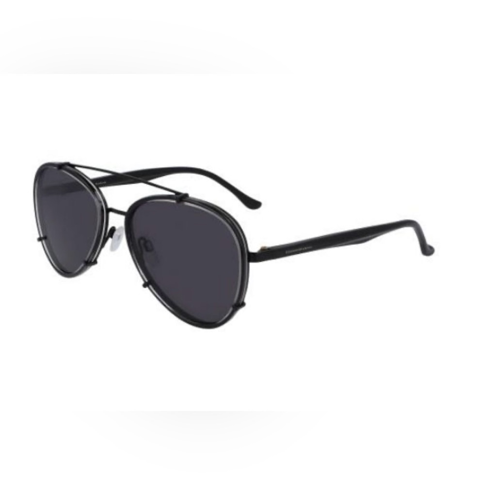Donna Karan aviator style women’s sunglasses in black and gray.